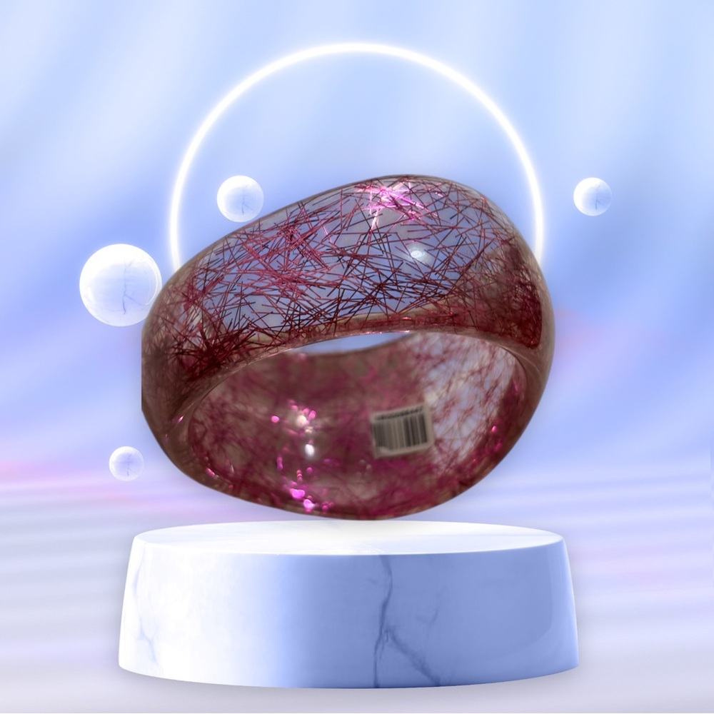 Chunky Resin Bangle with Shattered Lines Women's Stylish Pink